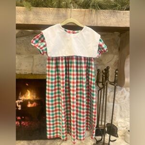 Banana Split red green Plaid Dress with White Collar Christmas girls size 6X